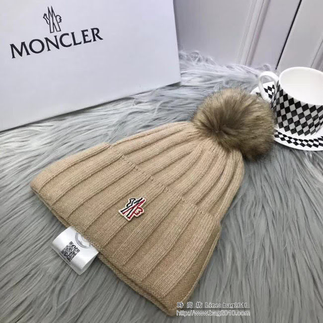 MONCIER蒙口 專櫃新品 原版高端狐狸毛球羊毛+兔絨 時尚百搭針織帽 LLWJ7890